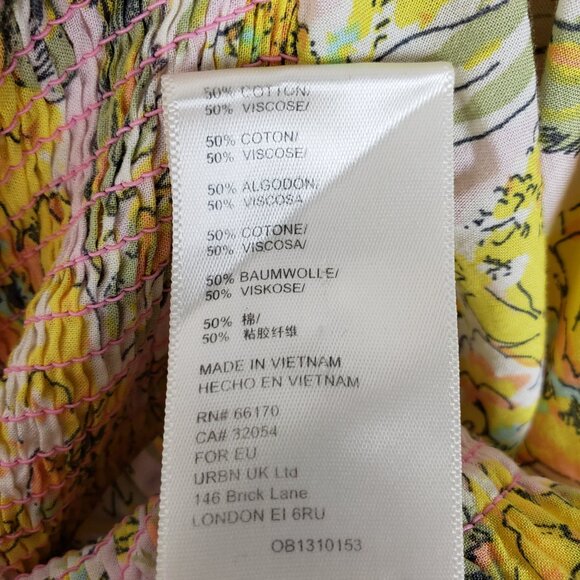 Free People East To West Smocked Top Balloon Sleeve Floral Boho Cottagecore sz M - Picture 9 of 13